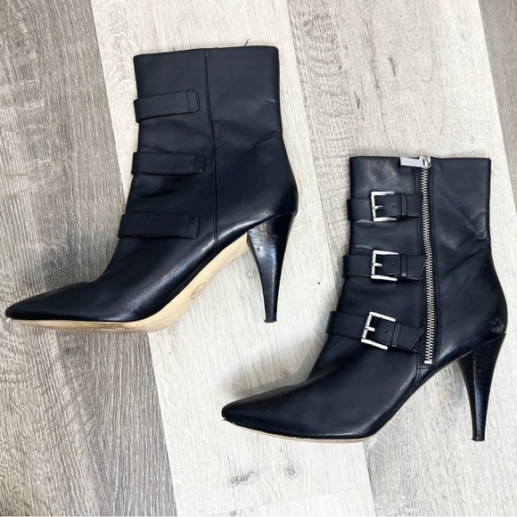 BLACK Triple Buckle Heeled Booties - Picture 3 of 6